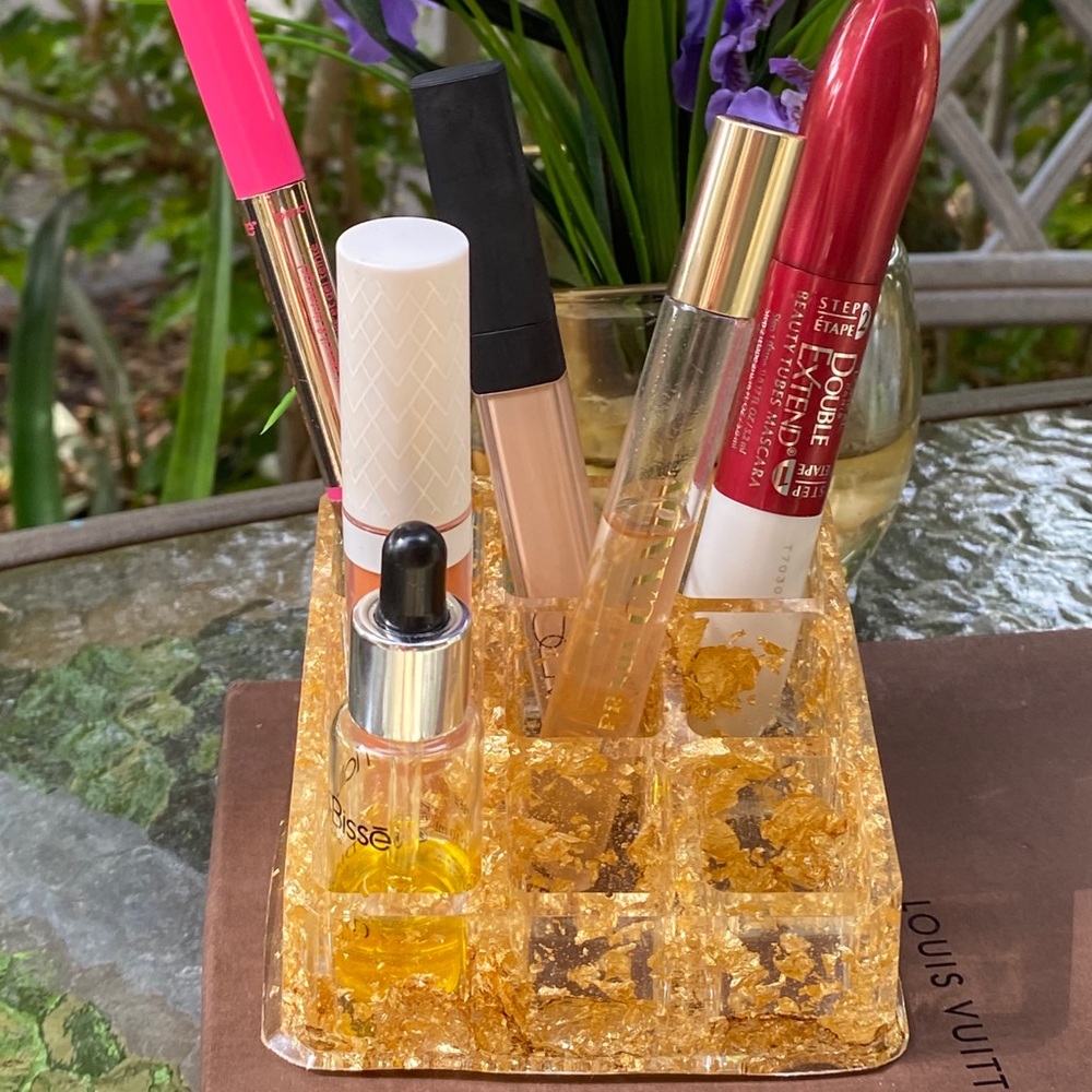 Gold Cosmetic Makeup Organizer Resin Art - Picture 4 of 16
